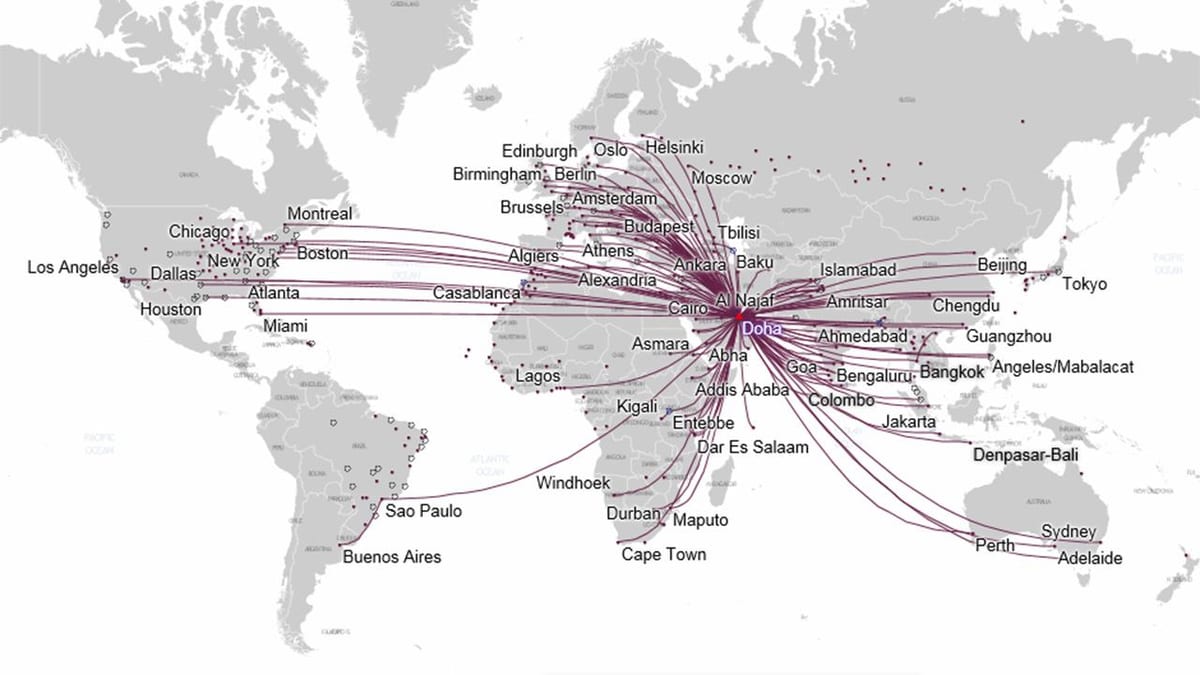 qatar airways maršruta karte